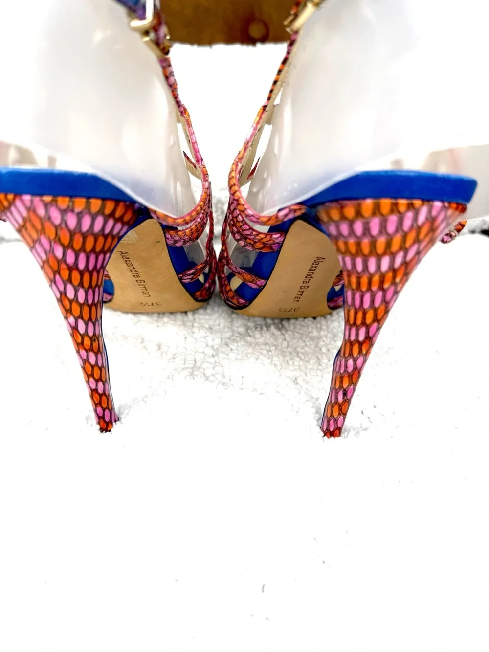 Alexandre Birman Multicolor Snake Print Strappy Stiletto Sandals 37.5